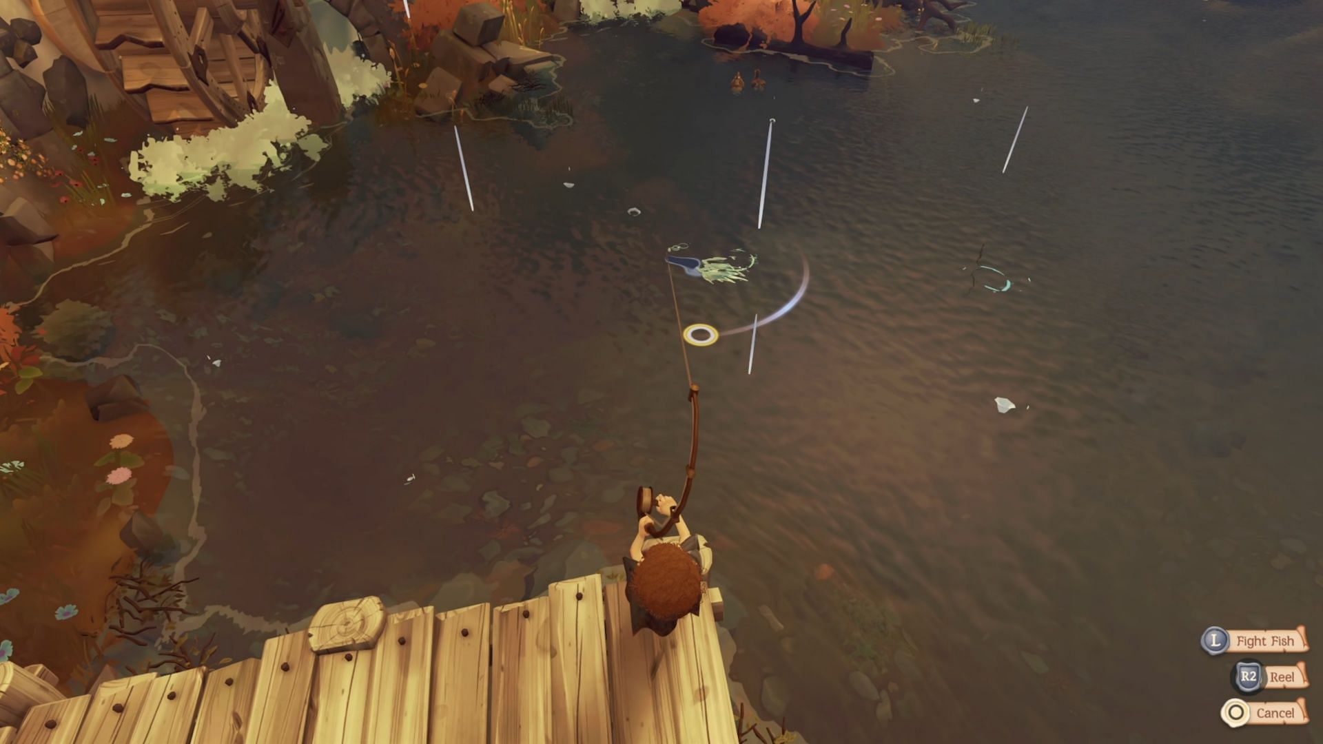 Hobbits may not especially like boats, but nothing is stopping us from fishing on a pier (Image via Take-Two Interactive)